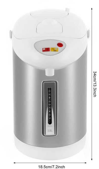 Solayne Waterkoker - Met temperatuurregeling - Heetwaterdispenser - Roestvrijstaal - 3L - Ideaal voor kantoor of hotel - Wit/Ziler