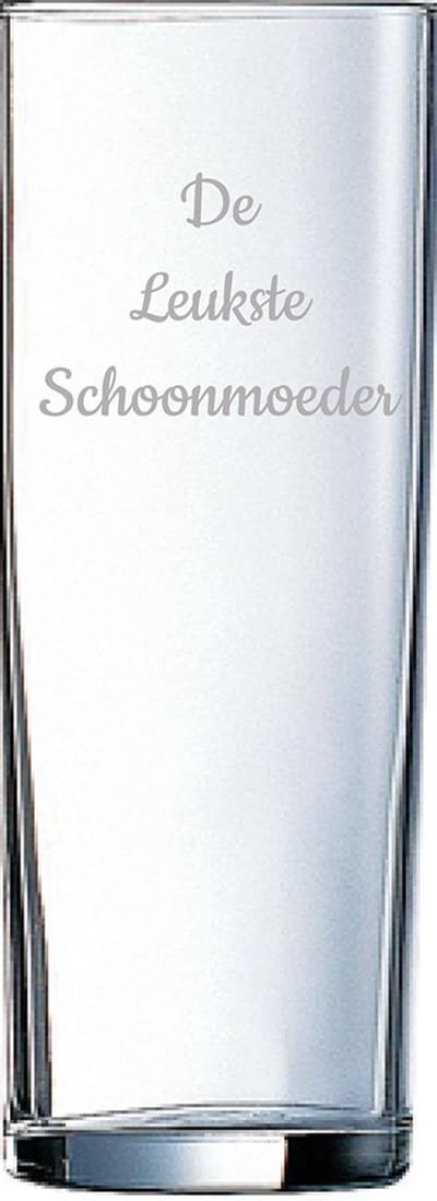 Gegraveerde longdrinkglas 31cl De Leukste Schoonmoeder