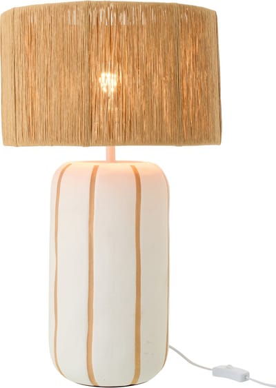 J-Line tafellamp Gestreept - keramiek - naturel/wit - large
