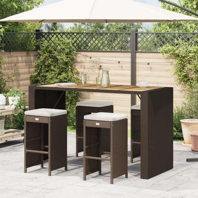 Barkruk met Kussens - Tuinstoel Buiten - Buiten Zitten - UV-bestendig - 40 x 40 x 76 cm - Bruin