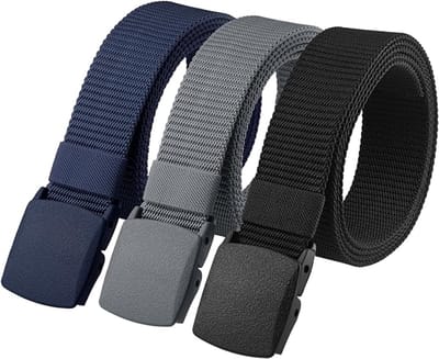 YAGXIG Herenriem - Werkriem - Nylon - Verstelbare riem - Met plastic gesp - Unisex riem - Snel aan te trekken - Voldoet aan de veiligheidseisen van luchthavens - 150cn