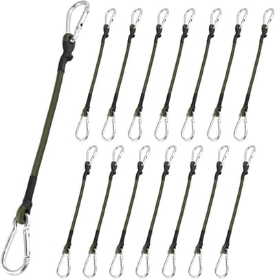 15 Stuks Bungee Koorden met Haken, 30 cm Sterke Elastische Touwen voor Bagage, Reizen en Kamperen
