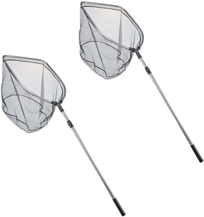 HI Schepnet XL - 2x - telescopisch- 95 / 155 cm - grijs - aluminium - visnet / vlindernet - uitschuifbaar