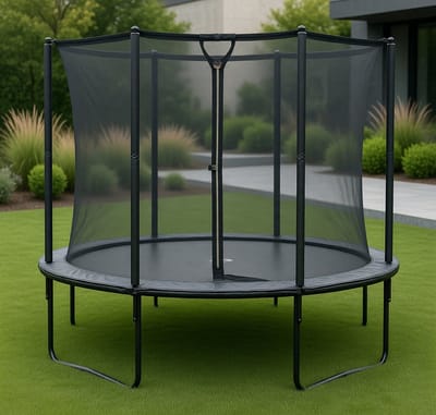 Weerbestendig Trampoline Veiligheidsnet Rond Frame – UV-Bestendig, Ademend en Schokabsorberend Trampolinenet met 8 Beschermpalen & Stevige U-Vormige Poten – Extra Veilige Afsluiting voor Kinderen en Tieners – medahomestore