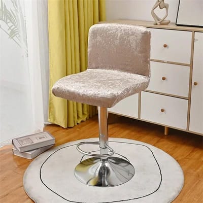 Zachte Pluche Barkruk Stoelhoes Elastisch Korte Rug Draaistoel Slipcover Verwijderbare Stoelhoezen Zithoes Hotel Decor 1pc chair cover gray