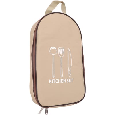 Camping Kookgerei Opbergtas Kookgerei Set Tas Camping Gereedschap Draagbare Opbergtas voor Buiten beige