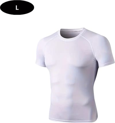 Livano Sportshirt Heren - Sport - Fitness - Compressie Shirt - Corrigerend Hemd - Sportkleding - Mannen - Wit - L