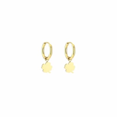 Minimalistische oorbellen met klavertjes - Yehwang - Gouden oorbellen - Stainless Steel oorbellen dames (verkleurt niet!) - Goud - Waterproof - 2 x 0,70 cm - Kerst sieraden - Kerst - Party - Sinterklaas - Moederdag - Valentijn - Cadeau - Oorbellen