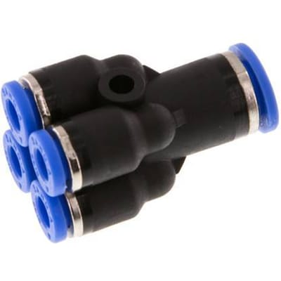 4mm X 6mm 4-Weg Y Verdeelstuk Insteek Fitting Messing/PA 66 NBR [2 Stukken]