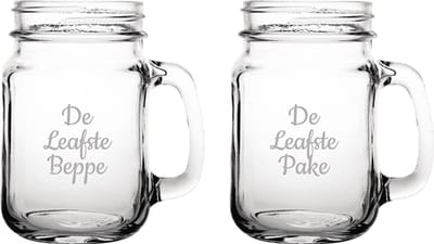 Gegraveerde Drinkglas 45cl De Leafste Pake-De Leafste Beppe