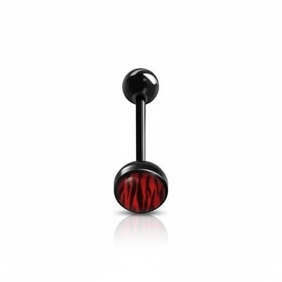 Aramat Jewels | Tongpiercings | Bioplast Tongpiercing met Dierenhuid Motief | Spots-Oranje | |8mm | Kunststof | Volwassenen | Verkleurd niet