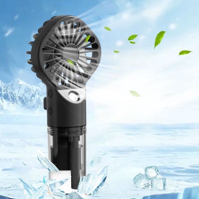 Miniventilator, vernevelingsventilator, draagbare watergekoelde luchtbevochtiger, oplaadbare handventilator.