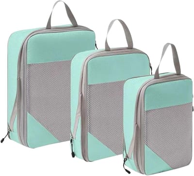 Compressie Packing Cubes - Reis Organizers - Ruimte Besparen - Lichtgewicht Ontwerp - 3 Maten - Blauw