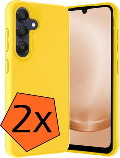 Hoes - 2 Stuks - Geschikt voor Samsung Galaxy A25 - Sterk & Shockproof - Case Siliconen - Back Cover - Telefoon Hoes - Geel