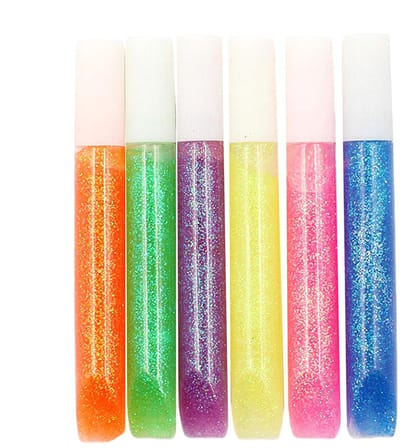 Glitterlijmstiften - Lijm pennen - Knutselen en versieren - Fijne punt - 6 stuks - Regenboog