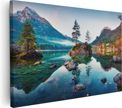 Artaza Canvas Schilderij Landschap - 30x20 cm - Klein - Wanddecoratie Bergen - Muurdecoratie Natuur - Kamer Accessoires Bos