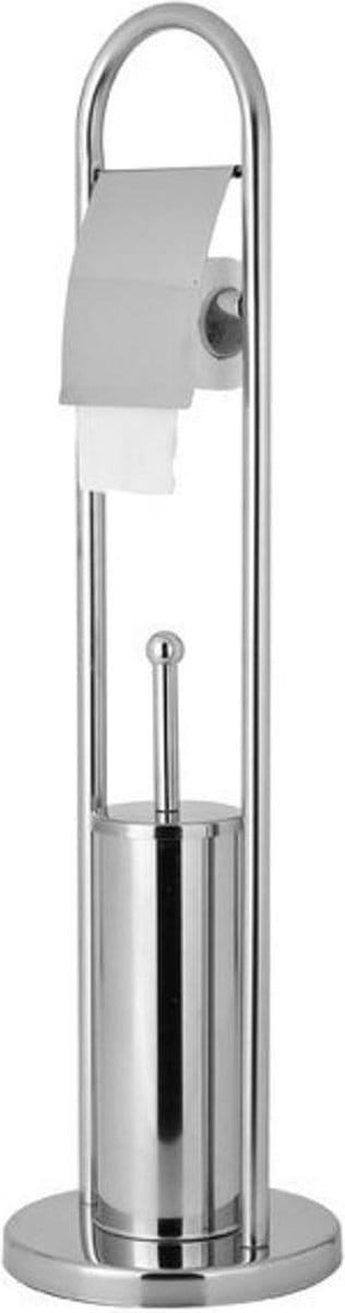 Aqualine Samba Vloerstandaard, toiletborstel en toiletrolhouder, chroom