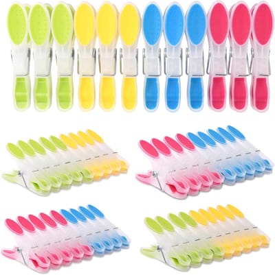 Multicolored Plastic Towel Clips - 48 Stuks Antislip Kledingknijpers voor Strandhanddoeken, Huishoudelijke en Buitengebruik Kledinghangers