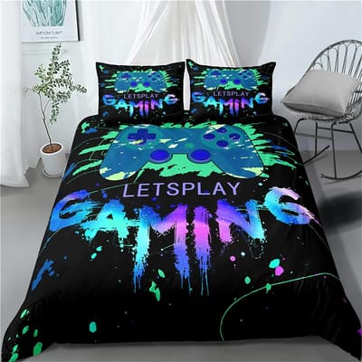 Gaming Beddengoed Set Game Dekbedovertrek 135 voor Volwassenen Kinderen Zachte Microvezel Modern Gamepad Dekbedovertrek Decoratief met Kussensloop 70x133cm 2pcs