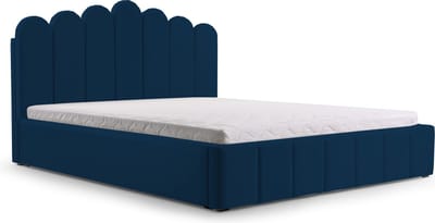 Tweepersoonsbed met fluwelen bekleding, met hoofdeinde, lattenbodem, bed voor volwassenen - BED 03 - 160x200 - Donkerblauw (TRINITY 31)
