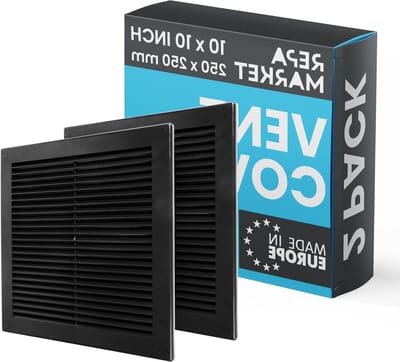 Vierkante Luchtroosters - Ventilatie Roosters - Luchtstroom Reguleren - Met Nylon Gaas - 250 x 250 mm - Zwart