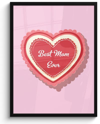 Poster in lijst - Fotolijst 50x70 cm - Posters - Tekst - Hartje - Moeder - Roze - Posterlijst zwart - Decoratie - Wanddecoratie woonkamer - Muurdecoratie slaapkamer