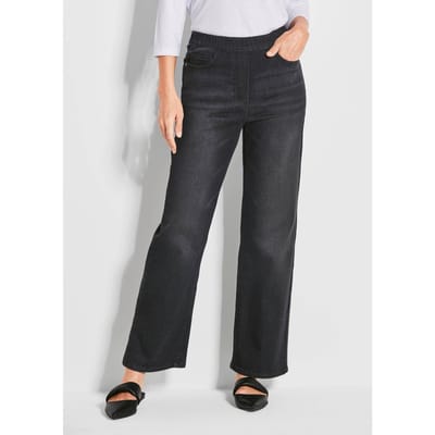 Jeans VERA met elastische tailleband en wijde pijpen - zwart - Gr. 38 van Goldner Fashion