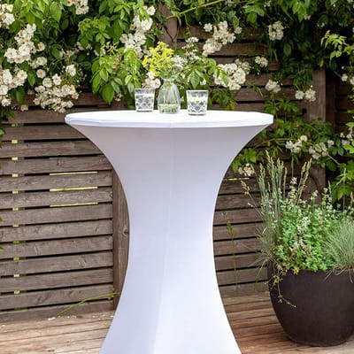 Allecto - Stretch Cover voor Bistro Tafels - Tafelkleed - Voor Outdoor Feesten - Wit - Elastisch - Geschikt voor Cocktailtafels - 70 x 110 cm
