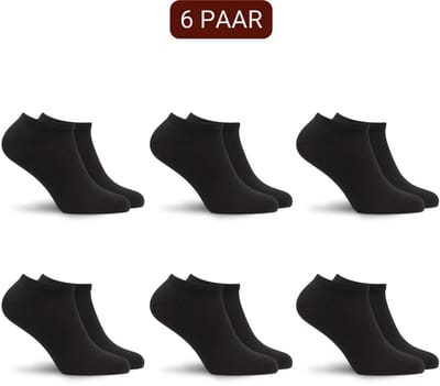 Sukats® 6 Paar Sneakersokken - Maat 35-38 - Zwart - Dames sokken - Enkelsokken dames - Meerdere maten en kleuren - Korte sokken - Naadloos