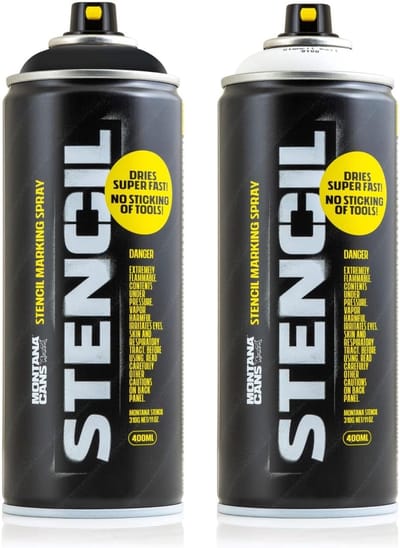 Spuitverf Sjablonen - Stencil Verf - Snel Drogen - Niet Kleverige Afwerking - 400 ml - Zwart