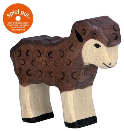 HOLZTIGER Boerderij - Lam Zwart - 7X2X6Cm - Houten Figuur - Handgemaakt