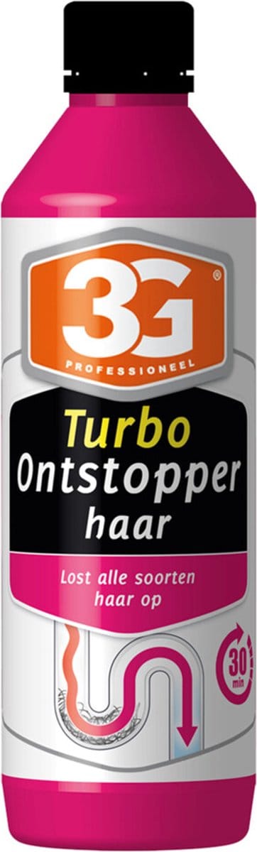 3G Professioneel Turbo Ontstopper Haar 500 ml - Turbo Ontstopper - Haarontstopper - Afvoer Ontstopper - Snelwerkend - Krachtig - Doucheputje