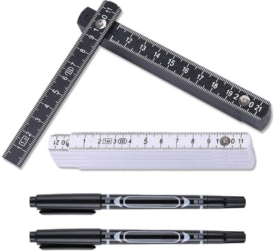 Duimstok Set - Zwart/Wit - 1 meter - Opvouwbaar Kunststof - Voor Timmerlieden en Doe-het-zelvers