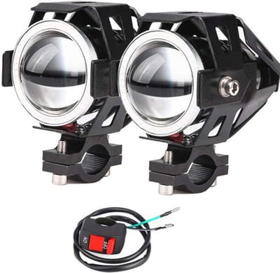 2x Krachtige Motorfiets Koplampen met Angel Eyes DRL Mistlampen - Hoog/Dim/Strobe