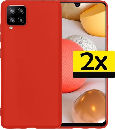 Hoesje - 2 Stuks - Geschikt voor Samsung Galaxy A42 - Sterk & Shockproof - Case Siliconen - Back Cover - Telefoon Hoes - Telefoonhoesjes - Rood