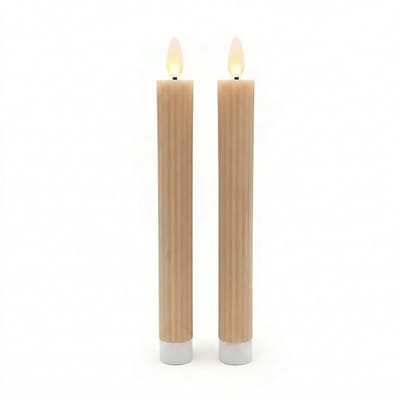 LED dinerkaarsen - 2 stuks - met ribbels - mokka