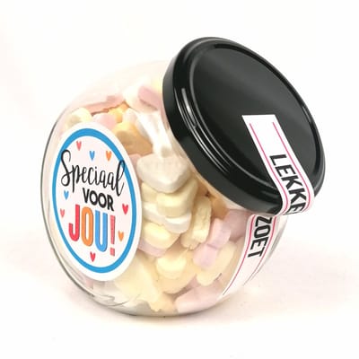 Snoeppot - "Speciaal voor jou" vruchtenhartjes - snoep cadeau - bedankje - Valentijn - liefde -zomaar
