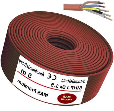 Siliconen Kabel - Aansluitkabel Saunakabel - Hoge Temperaturen - Flexibel Fijndraads Vertind Koper - 5 x 15 mm² - Roodbruin