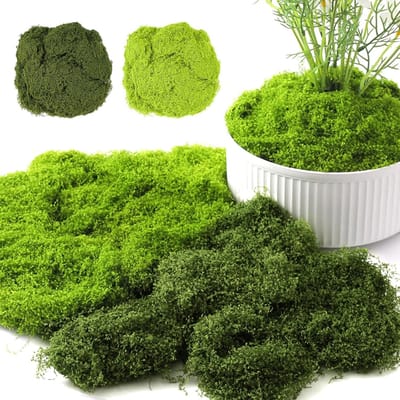 Nylon Donkergroene Kunstmos van 200g voor Creatieve Decoraties, Herbruikbare Aesthetic Moss voor Aquaria, Modelbouw en Wanddecoratie