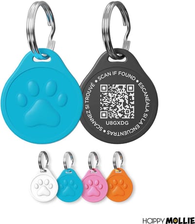 Mollie & Babs QR ID Tag - Pet Tag - QR Code - Hondenpenning - Dierenpenning - Duurzaam - Kunststof - Ø30mm - Blauw - zoekmijnbaasje.nl