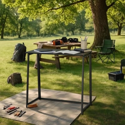 Opvouwbare tuintafel - Terrastafel picknicktafel - Buiten eten - Lichtgewicht metalen frame - 80 x 40 cm - Zwart