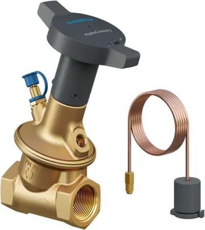 OVENTROP Drukverschilregelaar HydroControl D met binnendraad PN 25 DN 25, Rp 1, instelbereik 50-300 mbar, met een gemonteerd HydroPort hulpventiel, 1064528