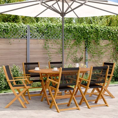 vidaXL - Klapstoelen - 6 - stuks - Zwart - Massief - Acaciahout