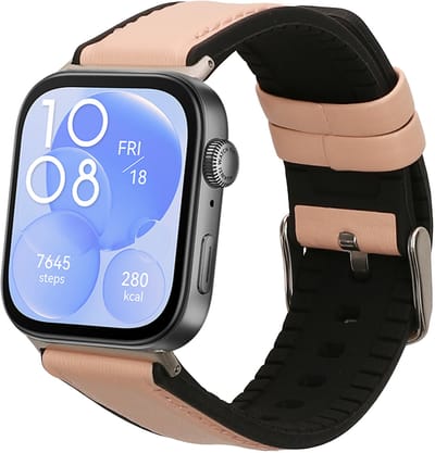 kwmobile horlogeband geschikt voor Huawei Watch Fit 3 / Fit 4 -Armband voor fitnesstracker van leer in oudroze