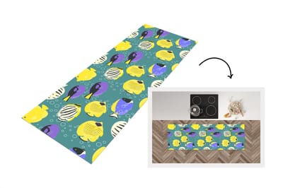 Keukenloper - Loper keuken - Patronen - Vissen - Water - 150x50 cm - Keukenloper vinyl