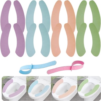Zachte Toiletzitting Set met 8 Paar, Inclusief 2 Toiletzitting Lifters, Warmte en Comfort voor Badkamer, Wasbare en Herbruikbare Covers, Geschikt voor Huishoudens en Hotels, Verkrijgbaar in 4 Kleuren