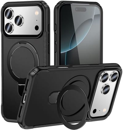 Mobiq - Magnetisch Ringstand Magsafe Hoesje geschikt voor iPhone 17 Pro - zwart