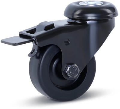 Meubel zwenkwiel zwart geremd met centraal gat - 50mm - 40kg