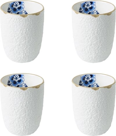 Koffiemok Blauw Bloesem - Porselein - 170 ml - 4 stuks