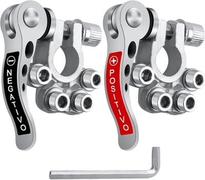 2 stuks accuklemmen, accuterminal, autoaansluitingen, scherbelasting, positieve en negatieve accuaansluiting, poolklemmen, autoaccu voor auto, vrachtwagen, boot, motor